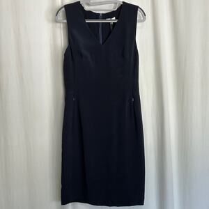 Lilysilk Navy Blue 100% Mulberry Silk Casual Career Sleeveless Dress NWT Size 4